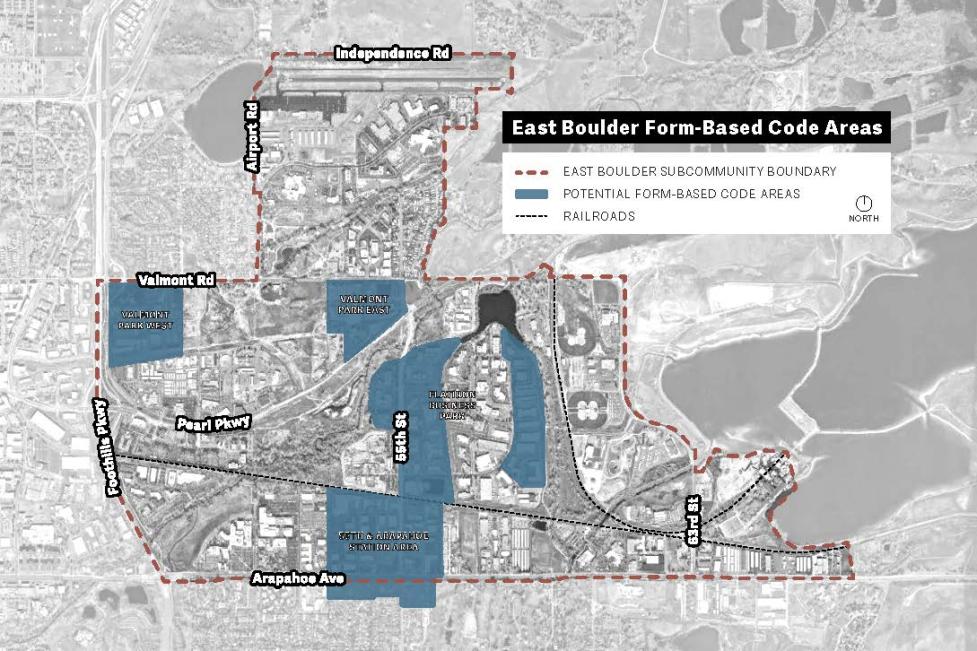 Map of East Boulder Form-Based Code Areas