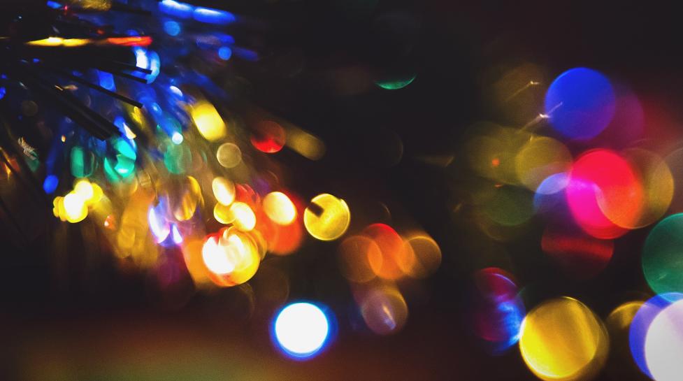 Up close image of colorful lights 